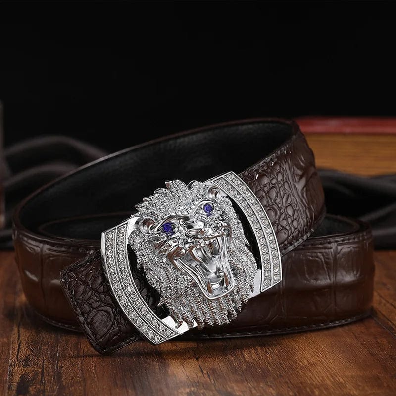  Showlu Fashion Store 4 / 115CM / CHINA New Luxury Men's Belt Embossed Head Layer Belt with The Lion Buckle Belts  Men Fashion Belts for High Quality Ladies