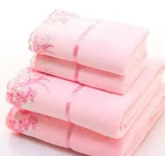 SHOWLU FASHION STORE 4 / 34x75cm 70x140cm / 2pcs 2pcs/set microfiber Elegant Embroidered towel set solid 1pc face towel and 1pc bath towel Quick Dry Towels bathroom for Adult