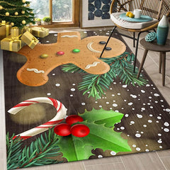 Showlu Fashion Store 4 / 40x120cm 15x47inch Christmas Rugs Home Rugs Santa Pattern Living Room Bedroom Decor Doormats Holiday Party Atmosphere Arrangement Decoration