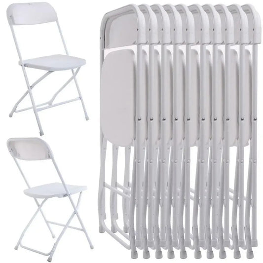 SHOWLU FASHION STORE 4/6/8/10/12/20Pcs Plastic Folding Chairs Stackable Wedding Party Camping Dining Seats, Home - White/Black