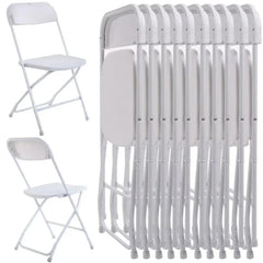 SHOWLU FASHION STORE 4/6/8/10/12/20Pcs Plastic Folding Chairs Stackable Wedding Party Camping Dining Seats, Home - White/Black