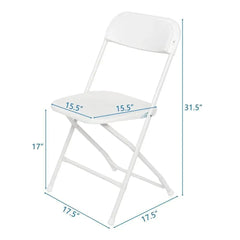 SHOWLU FASHION STORE 4/6/8/10/12/20Pcs Plastic Folding Chairs Stackable Wedding Party Camping Dining Seats, Home - White/Black