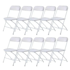 SHOWLU FASHION STORE 4/6/8/10/12/20Pcs Plastic Folding Chairs Stackable Wedding Party Camping Dining Seats, Home - White/Black