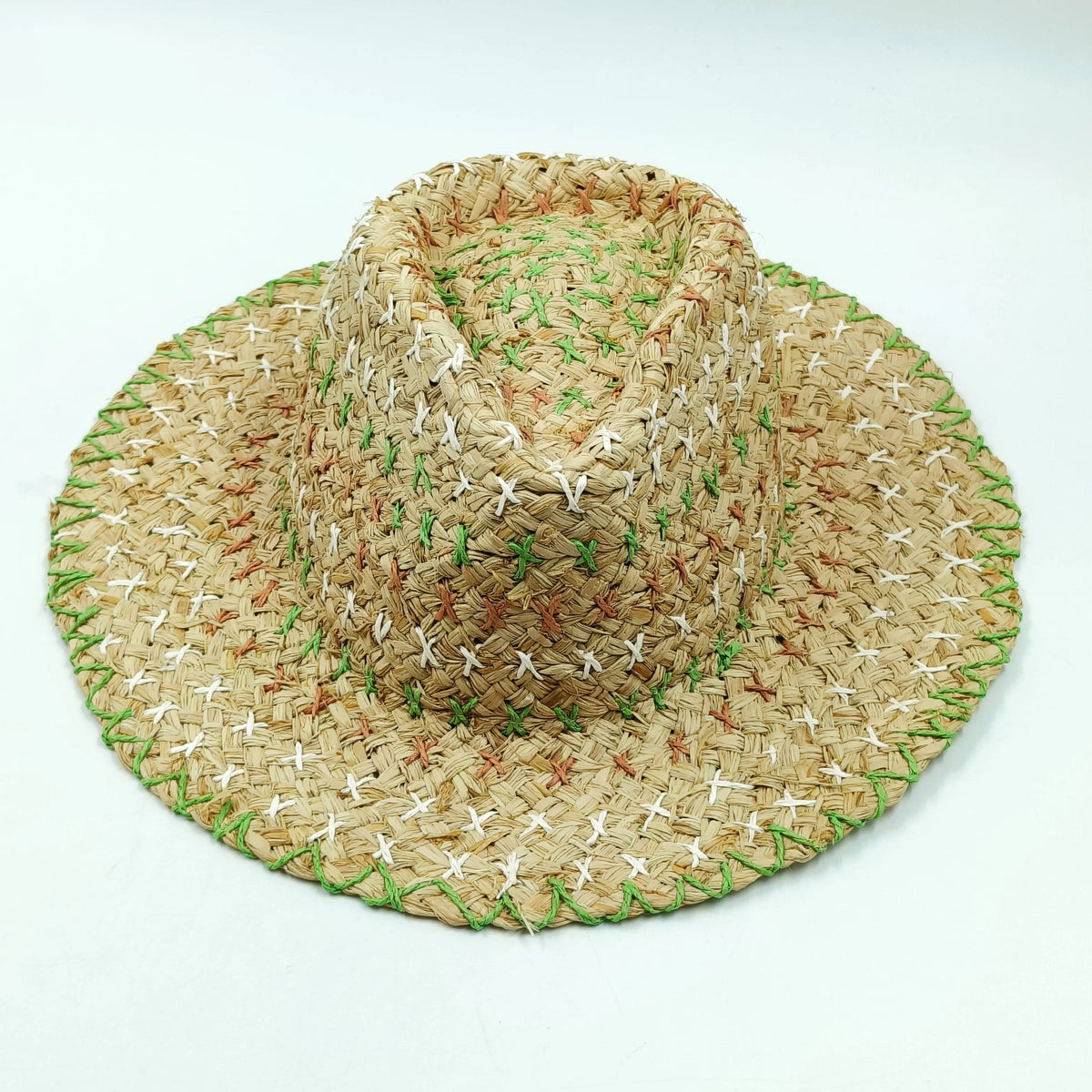  Showlu Fashion Store 4 / M 56-58 Raffia straw hat for women Bohemian colorful stitched straw hat ladies vacation sun hat beach summer vacation jazz hat panama