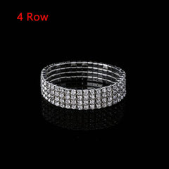 Showlu Fashion Store 4 Row 1pc Fashion Hand Chain Crystal Stretch Shine Bracelets For Women Couple Charm Austria Crystal Cuff Bangles Wedding Jewelry