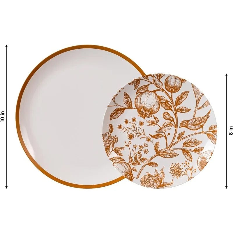 Showlu Fashion Store 40 Piece Plastic Disposable Plates Set For 20 Guests I 20 X 8 Inch Dessert Plates & 20 X 10 Inch Disposable Plastic Plates