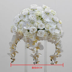 Showlu Fashion Store 40cm 70/60/50/40cm Wedding Table Centerpiece Ball White Rose Orchid Hydrangea Flower Arrangement Party Road Lead Props Window Display