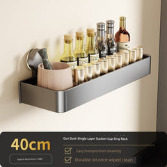 SHOWLU FASHION STORE 枪灰-40cm调料架【吸盘式】 Suction Cup Punch-Free Wall Condiment Hook Rack