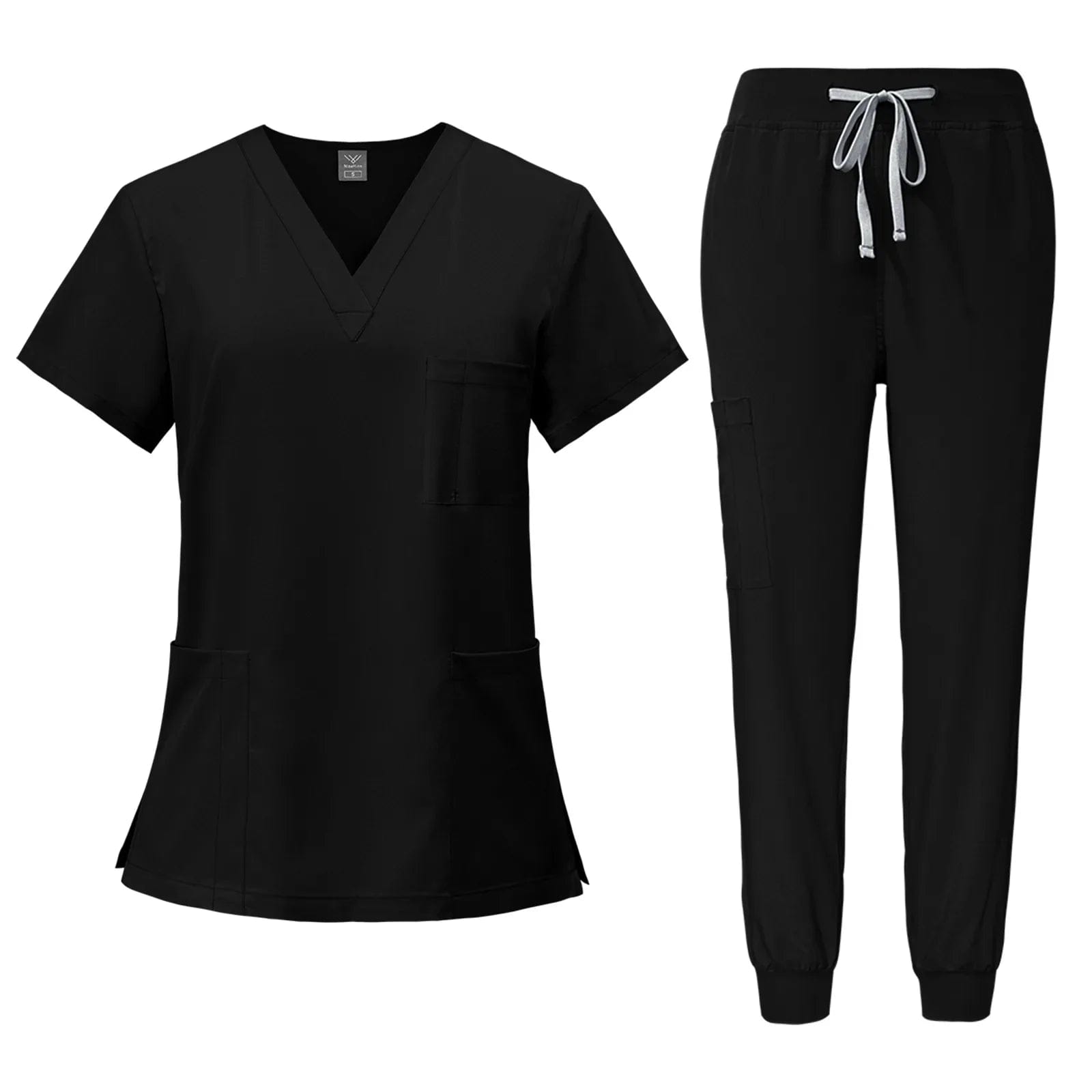 SHOWLU FASHION STORE 42109-Black / S Surgical Uniforms Woman Nursing Enfermeria Sets Top + Pant Articles Medical Uniform Scrubs Clinical Beauty Salon hospital Suits