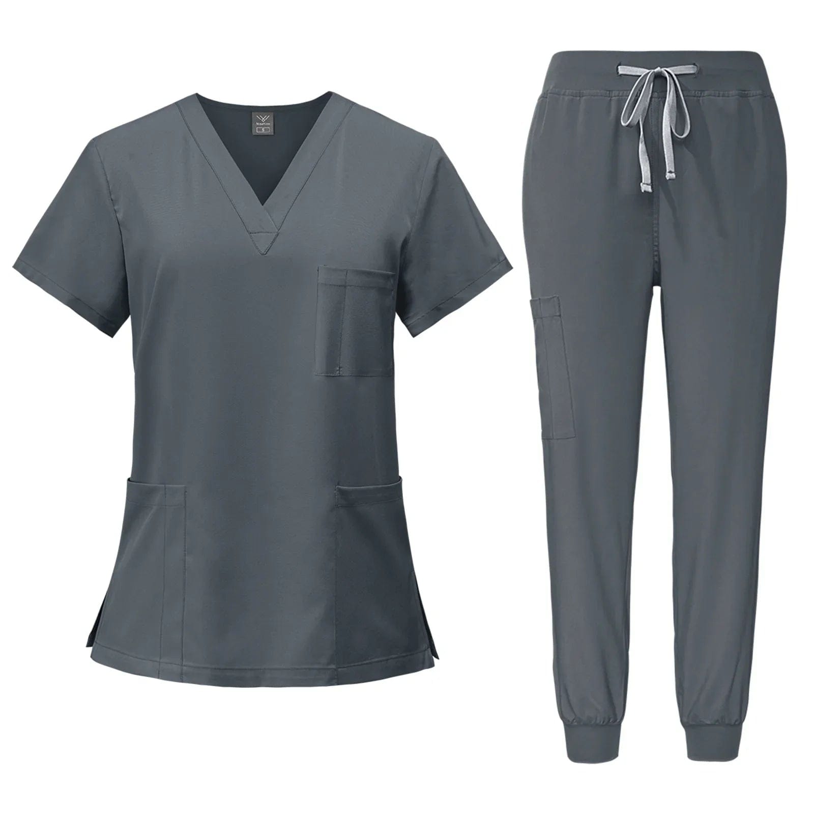 SHOWLU FASHION STORE 42109-Gray / S Surgical Uniforms Woman Nursing Enfermeria Sets Top + Pant Articles Medical Uniform Scrubs Clinical Beauty Salon hospital Suits