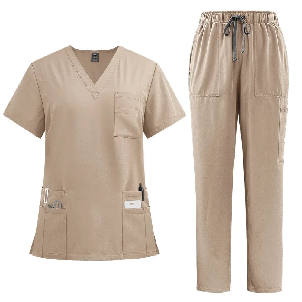 SHOWLU FASHION STORE 42168 Apricot / XXL Classic New Nurse Scrubs Set Men Nurse Accessories Medical Uniform Surgical Dental Clinical Top Pants Lab Workwear Clothes