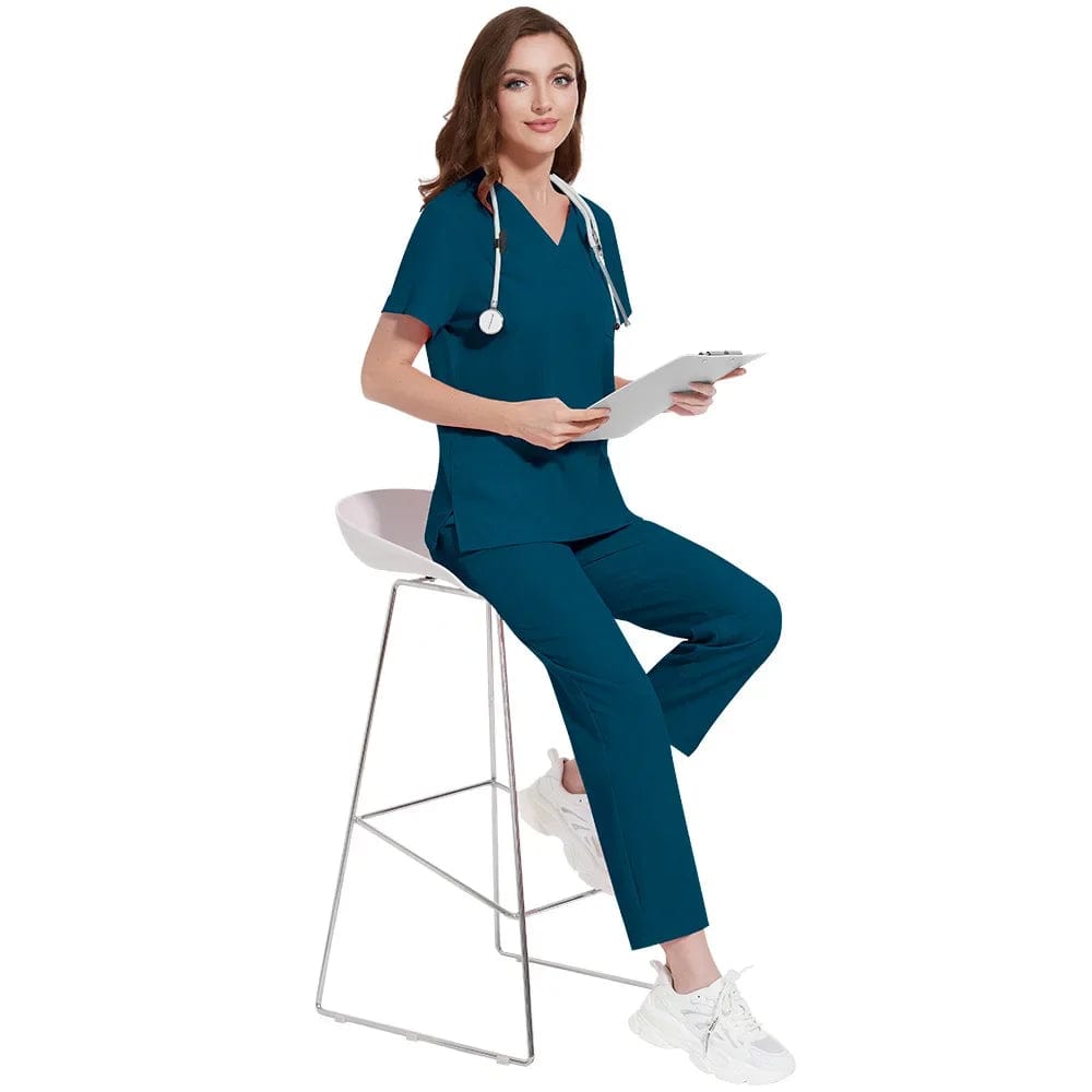 SHOWLU FASHION STORE 42168-azure blue / XXL Pet Grooming Doctor Uniforms Non-sticky Hair Nurse Women Thin and Light Fabric Medical Clothes for Summer Clinical Uniform Woman