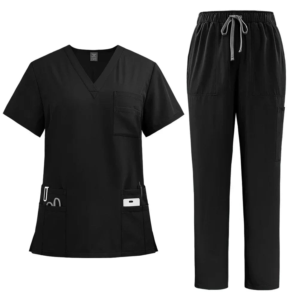 SHOWLU FASHION STORE 42168- Black / L Classic New Nurse Scrubs Set Men Nurse Accessories Medical Uniform Surgical Dental Clinical Top Pants Lab Workwear Clothes