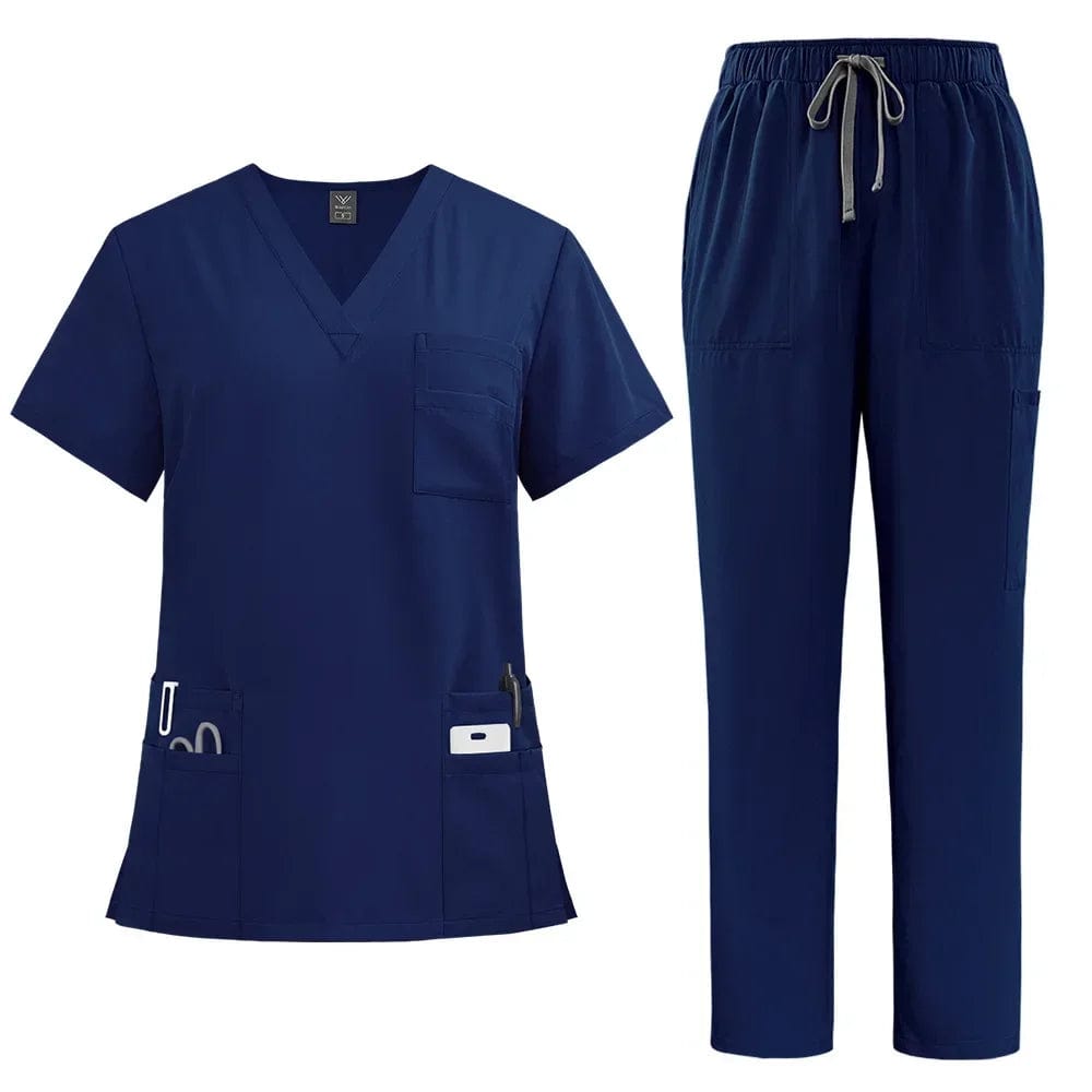 SHOWLU FASHION STORE 42168 - Dark blue / M Classic New Nurse Scrubs Set Men Nurse Accessories Medical Uniform Surgical Dental Clinical Top Pants Lab Workwear Clothes