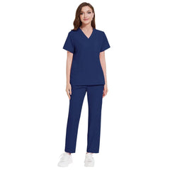 SHOWLU FASHION STORE 42168-dark blue / S Pet Grooming Doctor Uniforms Non-sticky Hair Nurse Women Thin and Light Fabric Medical Clothes for Summer Clinical Uniform Woman