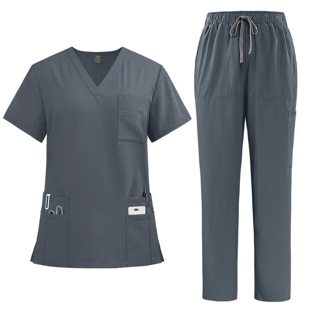 SHOWLU FASHION STORE 42168 Gray / XXL Classic New Nurse Scrubs Set Men Nurse Accessories Medical Uniform Surgical Dental Clinical Top Pants Lab Workwear Clothes