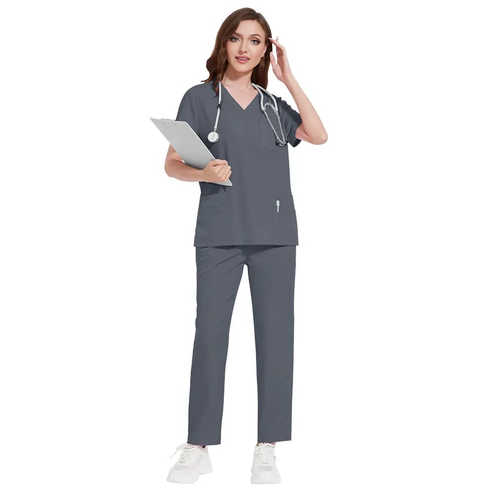 SHOWLU FASHION STORE 42168-grey / XXL Pet Grooming Doctor Uniforms Non-sticky Hair Nurse Women Thin and Light Fabric Medical Clothes for Summer Clinical Uniform Woman