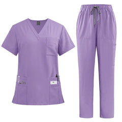 SHOWLU FASHION STORE 42168 Light Purple / S Classic New Nurse Scrubs Set Men Nurse Accessories Medical Uniform Surgical Dental Clinical Top Pants Lab Workwear Clothes