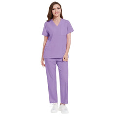 SHOWLU FASHION STORE 42168-Light purple / XL Pet Grooming Doctor Uniforms Non-sticky Hair Nurse Women Thin and Light Fabric Medical Clothes for Summer Clinical Uniform Woman