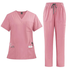 SHOWLU FASHION STORE 42168 powder / XL Classic New Nurse Scrubs Set Men Nurse Accessories Medical Uniform Surgical Dental Clinical Top Pants Lab Workwear Clothes