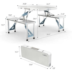 SHOWLU FASHION STORE 4Ft Folding Camping Picnic Table with Seats/Umbrella Hole-265 Lbs Support That Lightweight and Fold Up Card Suitcase Table