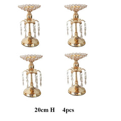  Showlu Fashion Store 4pcs 20cm / CHINA PEANDIM Gold Crystal Candle Holder Wedding Decoration Table Centerpieces Candelabra Birthday Party Flower Vase Holder Home Decor