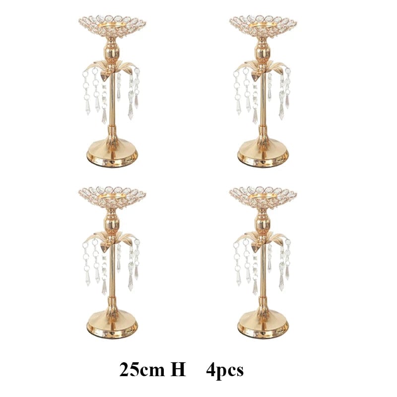  Showlu Fashion Store 4pcs 25cm / CHINA PEANDIM Gold Crystal Candle Holder Wedding Decoration Table Centerpieces Candelabra Birthday Party Flower Vase Holder Home Decor