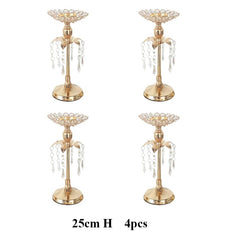  Showlu Fashion Store 4pcs 25cm / CHINA PEANDIM Gold Crystal Candle Holder Wedding Decoration Table Centerpieces Candelabra Birthday Party Flower Vase Holder Home Decor