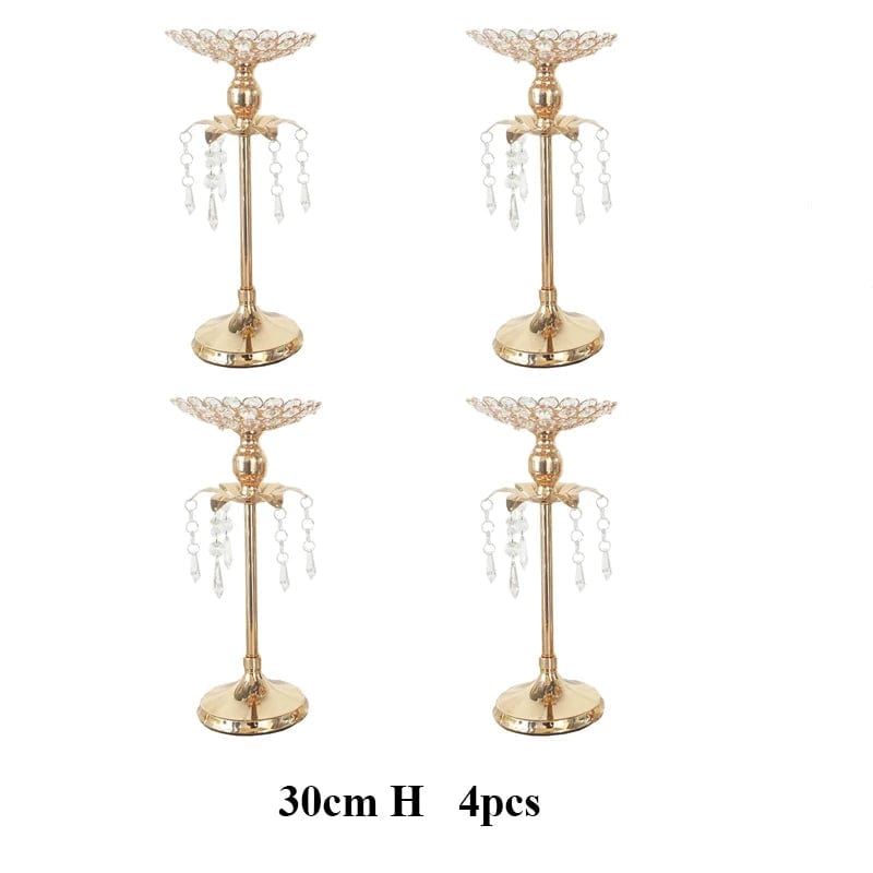  Showlu Fashion Store 4pcs 30cm / CHINA PEANDIM Gold Crystal Candle Holder Wedding Decoration Table Centerpieces Candelabra Birthday Party Flower Vase Holder Home Decor