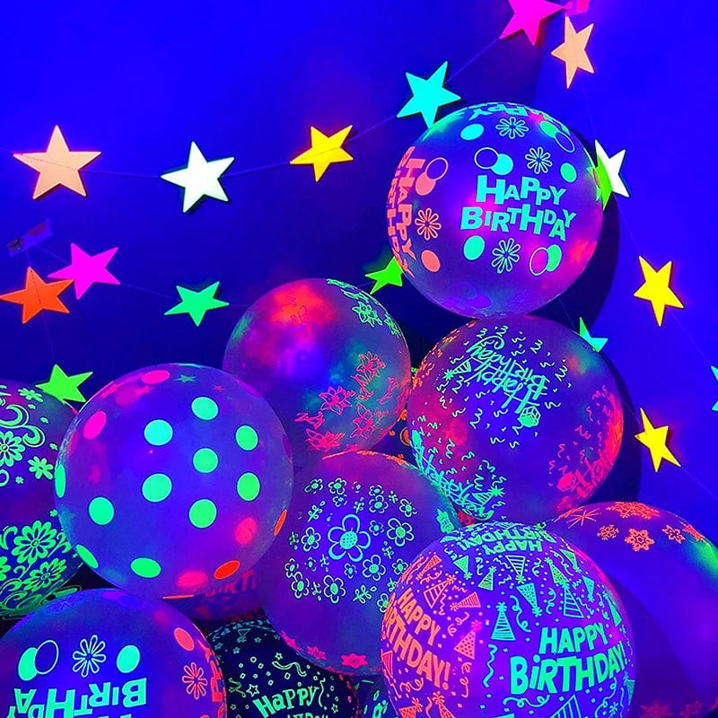 Showlu Fashion Store 5/10/20PCS Fluorescent Latex Balloon Glow In The Dark Glow Luminous Love Heart Baloon For Wedding Birthday Party Decorations