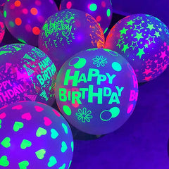 Showlu Fashion Store 5/10/20PCS Fluorescent Latex Balloon Glow In The Dark Glow Luminous Love Heart Baloon For Wedding Birthday Party Decorations