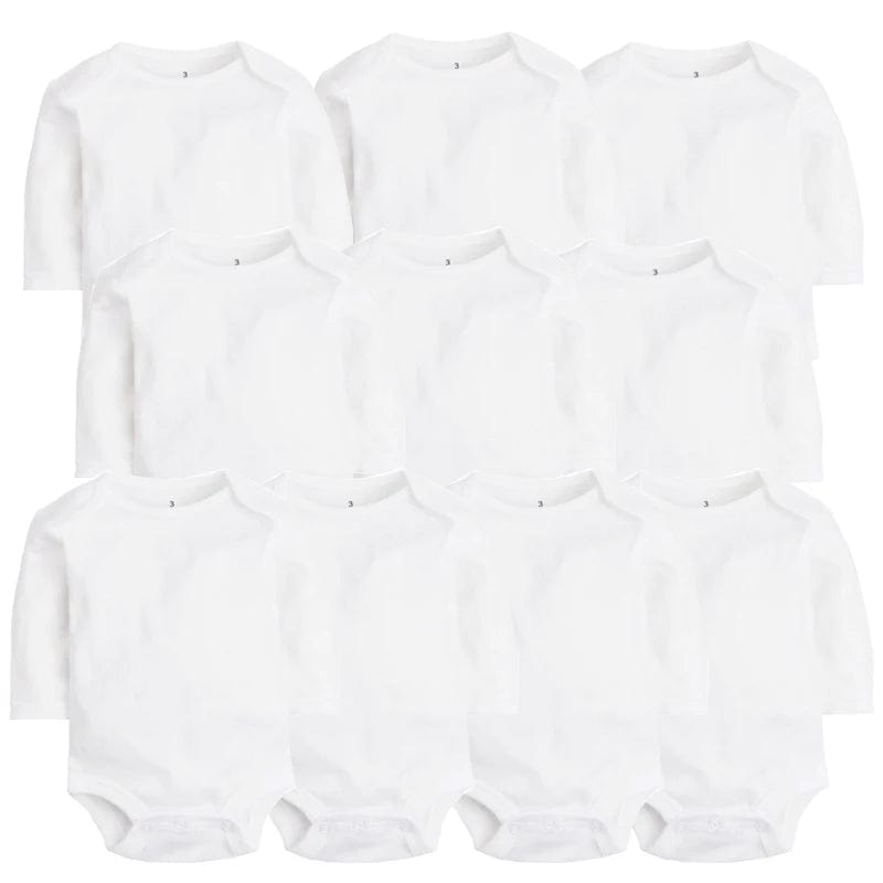 Showlu Fashion Store 5/10 PCS/LOT Newborn Baby Clothing 2023 summer Baby Boy Girl Clothes 100% Cotton White Kids Infant Bebe Bodysuits & Jumpsuits