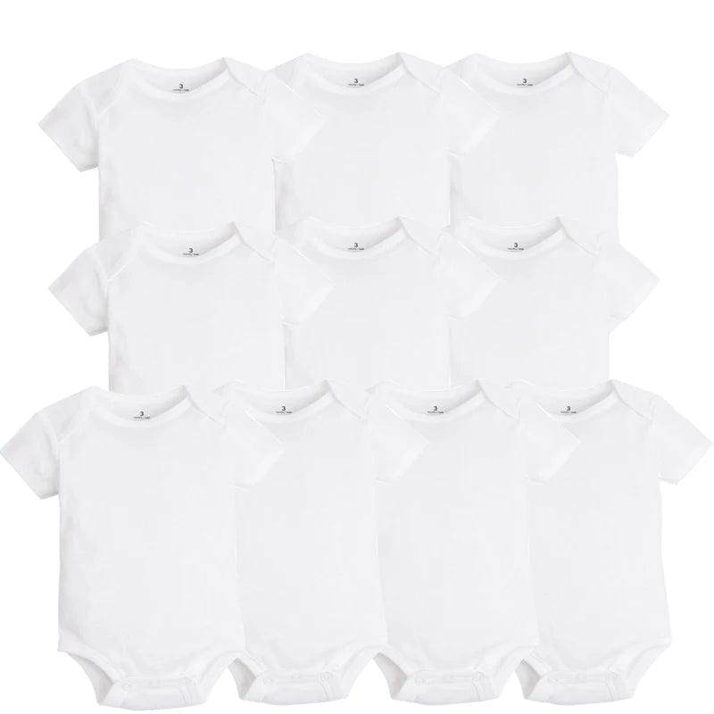 Showlu Fashion Store 5/10 PCS/LOT Newborn Baby Clothing 2023 summer Baby Boy Girl Clothes 100% Cotton White Kids Infant Bebe Bodysuits & Jumpsuits