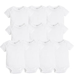 Showlu Fashion Store 5/10 PCS/LOT Newborn Baby Clothing 2023 summer Baby Boy Girl Clothes 100% Cotton White Kids Infant Bebe Bodysuits & Jumpsuits