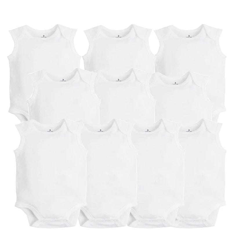 Showlu Fashion Store 5/10 PCS/LOT Newborn Baby Clothing 2023 summer Baby Boy Girl Clothes 100% Cotton White Kids Infant Bebe Bodysuits & Jumpsuits