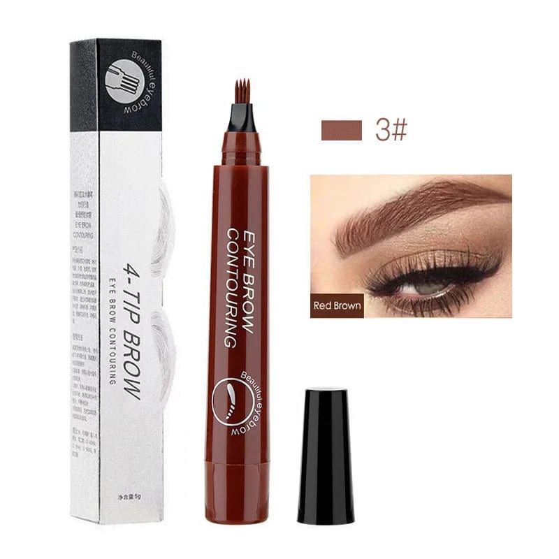 Showlu Fashion Store 5 Colors Waterproof 4 Fork Tip Eyebrow Tattoo Pencil Long Lasting Brown Liquid Eyebrow Pen Eye Cosmetics Women Beauty Makeup