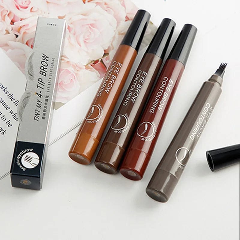 Showlu Fashion Store 5 Colors Waterproof 4 Fork Tip Eyebrow Tattoo Pencil Long Lasting Brown Liquid Eyebrow Pen Eye Cosmetics Women Beauty Makeup