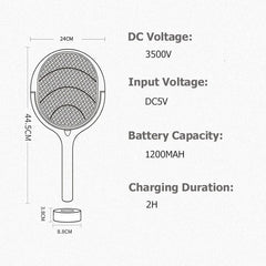  Showlu Fashion Store 5 in 1 white 5 IN 1 Electric Mosquito Swatter 365nm UV Light Killer Lamp USB Charging Bug Zapper Garden Insect Killer Repellent Electric Shoc