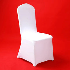 Showlu Fashion Store 50/100pcs Spandex White Wedding Chair Cover For Hotel Banquet Dining Party Office Chair Slipcover