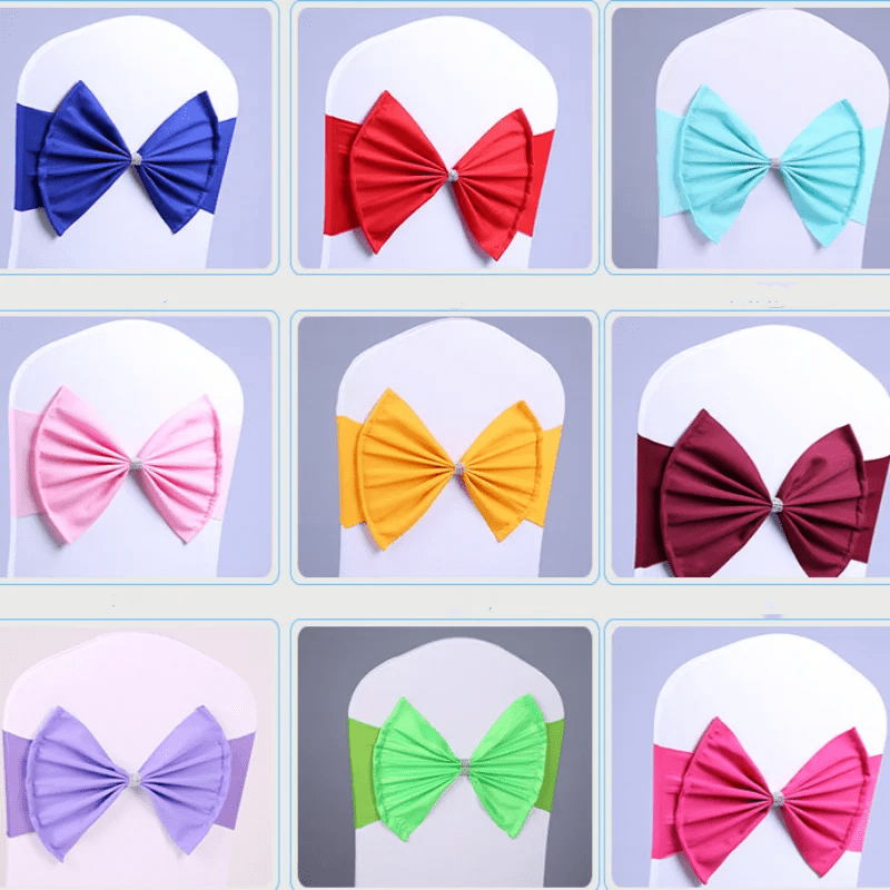 Showlu Fashion Store 50/30/10pc/Lot Bow Chair Sashes Band For Wedding Party Birthday Banquet Spandex Stretch Blend Chair Bow Tie Band Belt Ties Cover