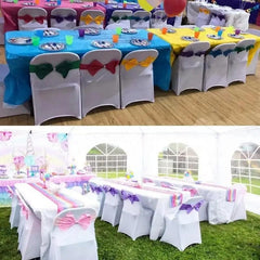 Showlu Fashion Store 50/30/10pc/Lot Bow Chair Sashes Band For Wedding Party Birthday Banquet Spandex Stretch Blend Chair Bow Tie Band Belt Ties Cover