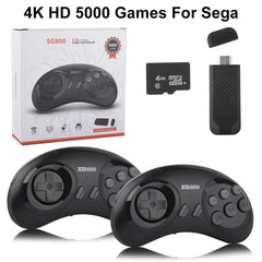 Showlu Fashion Store 5000 Games 4K SG800 Retro Game Console Wireless Console 2.4G Built-in 5000 Classic Games Controller Gamepad Video Stick for Sega Mega Drive