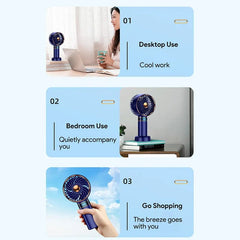 Showlu Fashion Store 5000mAh Recharge Portable Fan Handheld Mini Fan USB Hand Hold Small Pocket Fan with Data Disply Table Stand Home Air Conditioner