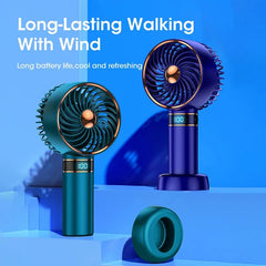 Showlu Fashion Store 5000mAh Recharge Portable Fan Handheld Mini Fan USB Hand Hold Small Pocket Fan with Data Disply Table Stand Home Air Conditioner