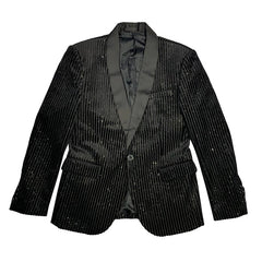  Showlu Fashion Store 50010160 Internet Celebrity Casual Handsome Sequined Striped Black Suit