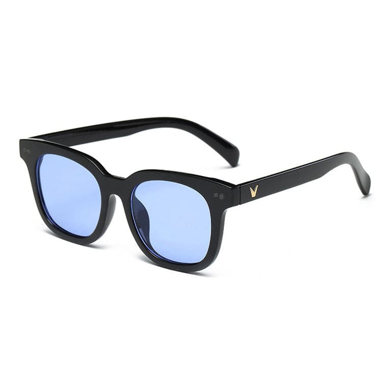 Showlu Fashion Store 50010368 Black Frame blue Japanese-Style Retro Yellow Sunglasses Men's Trendy Street Shot Concave Shape Polarized UV-Proof Myopia Sunglasses Women