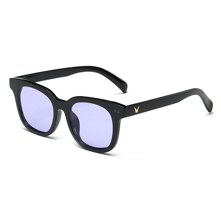 Showlu Fashion Store 50010368 Black frame purple Japanese-Style Retro Yellow Sunglasses Men's Trendy Street Shot Concave Shape Polarized UV-Proof Myopia Sunglasses Women