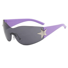 Showlu Fashion Store 50010368 Black Grey-Purple Legs Fashion Style Frameless Five-Pointed Star All-in-One Female Trendy Pilot Sunglasses Y2g Millennium Sexy Style Sunshade Sunglasses