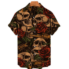  Showlu Fashion Store 50011123 5XL / 2# Skull Print Hawaiian Polo Shirt