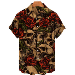  Showlu Fashion Store 50011123 XXL / 1# Skull Print Hawaiian Polo Shirt